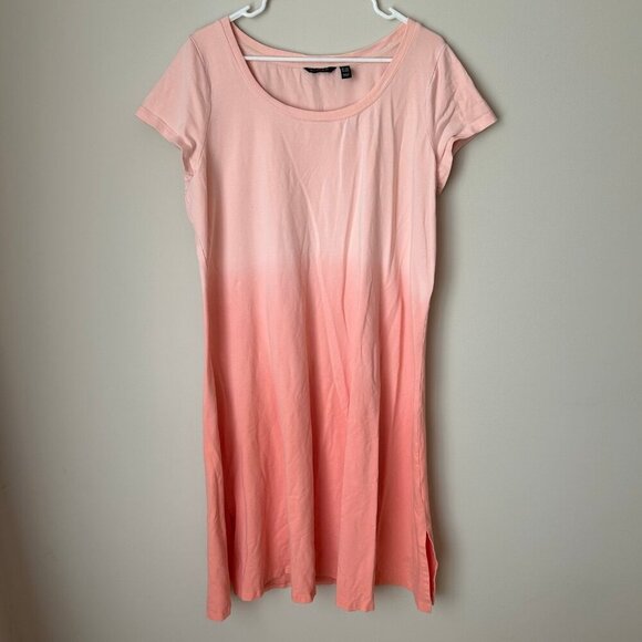 H by Halston Short Sleeve Peach Pink Dip Dye Knit Midi Dress Size 1X Petite - Picture 2 of 6